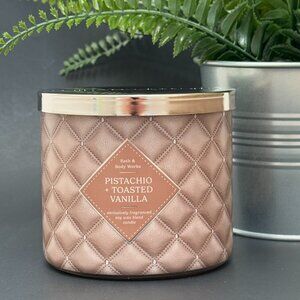 BBW Pistachio + Toasted Vanilla Bath & Body Works 3 Wick Candle